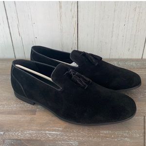 ASOS Design Men's Tassel Loafers in Black Faux Velvet